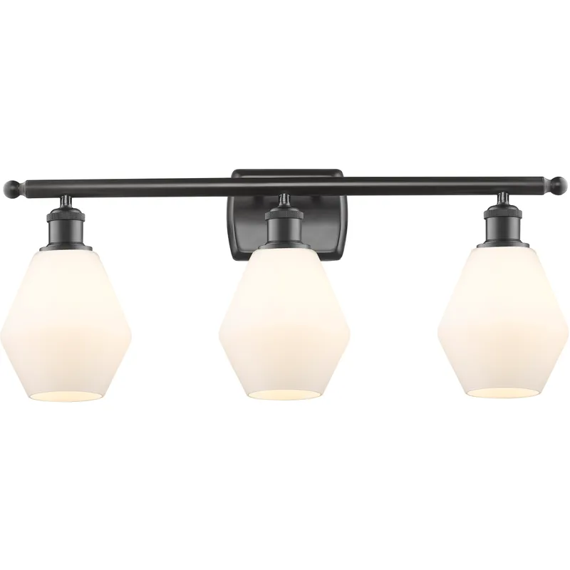 Ballston Cindyrella 3 Light 26 inch Oil Rubbed Bronze Bath Vanity Light Wall Light in Incandescent, Matte White Glass