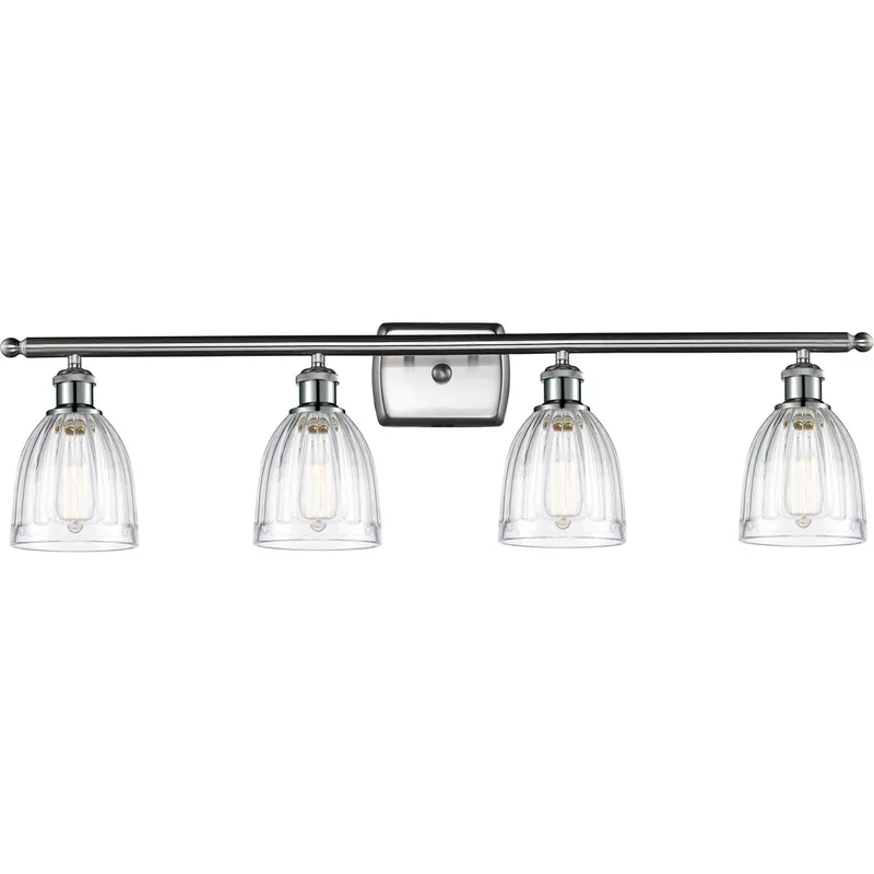 Ballston Brookfield 4 Light 36 inch Brushed Satin Nickel Bath Vanity Light Wall Light in Clear Glass, Ballston