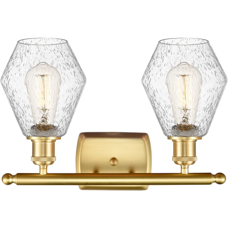 Ballston Cindyrella 2 Light 16 inch Satin Gold Bath Vanity Light Wall Light in Incandescent, Seedy Glass
