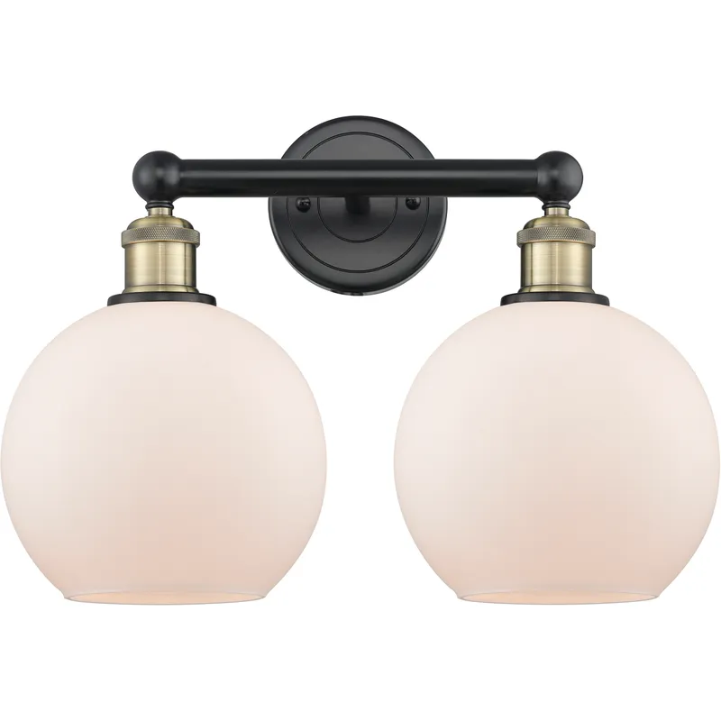 Athens 2 Light 17 inch Black Antique Brass Bath Vanity Light Wall Light in Matte White