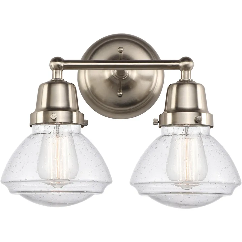Aditi Olean 2 Light 14.75 inch Brushed Satin Nickel Bath Vanity Light Wall Light, Aditi