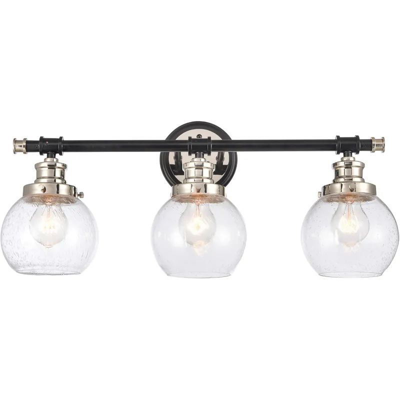 Saybrook LED 24.25 inch Black Polished Nickel Bath Vanity Light Wall Light in Seedy Glass