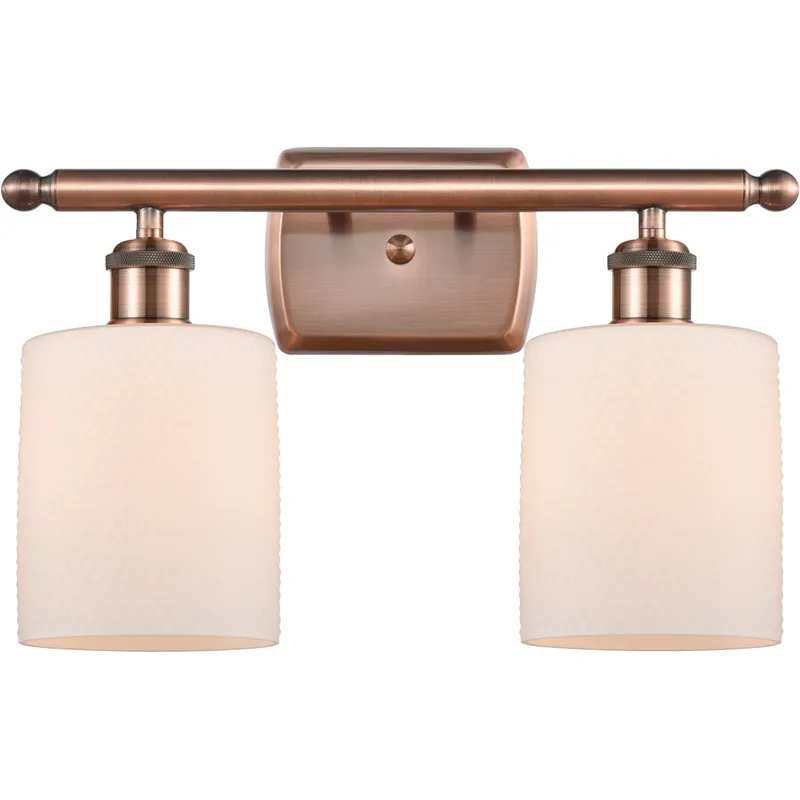 Ballston Cobbleskill LED 16 inch Antique Copper Bath Vanity Light Wall Light in Matte White Glass, Ballston
