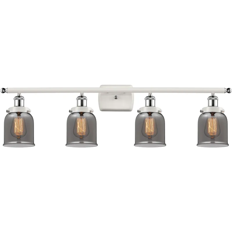 Ballston Small Bell LED 36 inch White and Polished Chrome Bath Vanity Light Wall Light in Plated Smoke Glass