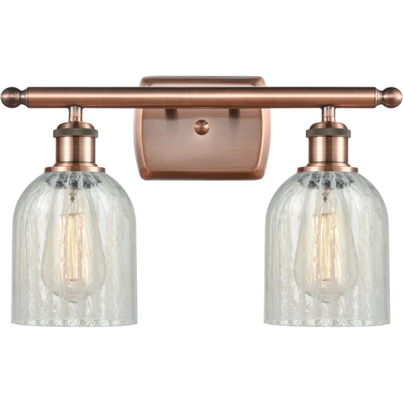 Ballston Caledonia LED 16 inch Antique Copper Bath Vanity Light Wall Light in Mouchette Glass, Ballston
