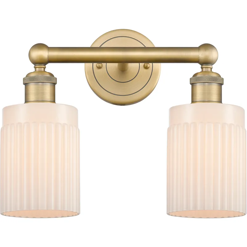 Hadley 2 Light 13.5 inch Brushed Brass Bath Vanity Light Wall Light in Matte White