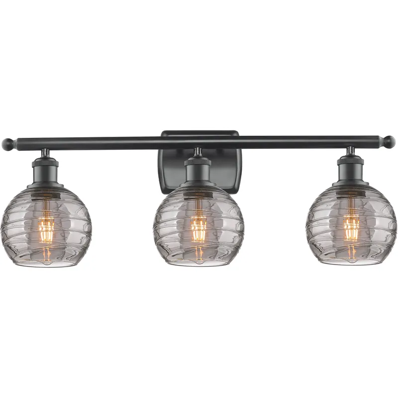 Ballston Athens Deco Swirl 3 Light 25.88 inch Matte Black Bath Vanity Light Wall Light