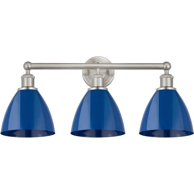 Plymouth Dome 3 Light 25.5 inch Brushed Satin Nickel Bath Vanity Light Wall Light in Blue