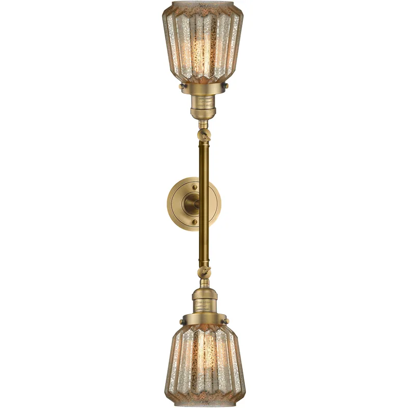 Franklin Restoration Chatham LED 16 inch Brushed Brass Bath Vanity Light Wall Light in Mercury Glass, Franklin Restoration