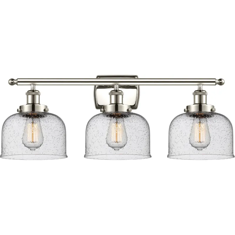 Ballston Large Bell LED 26 inch Polished Nickel Bath Vanity Light Wall Light in Seedy Glass