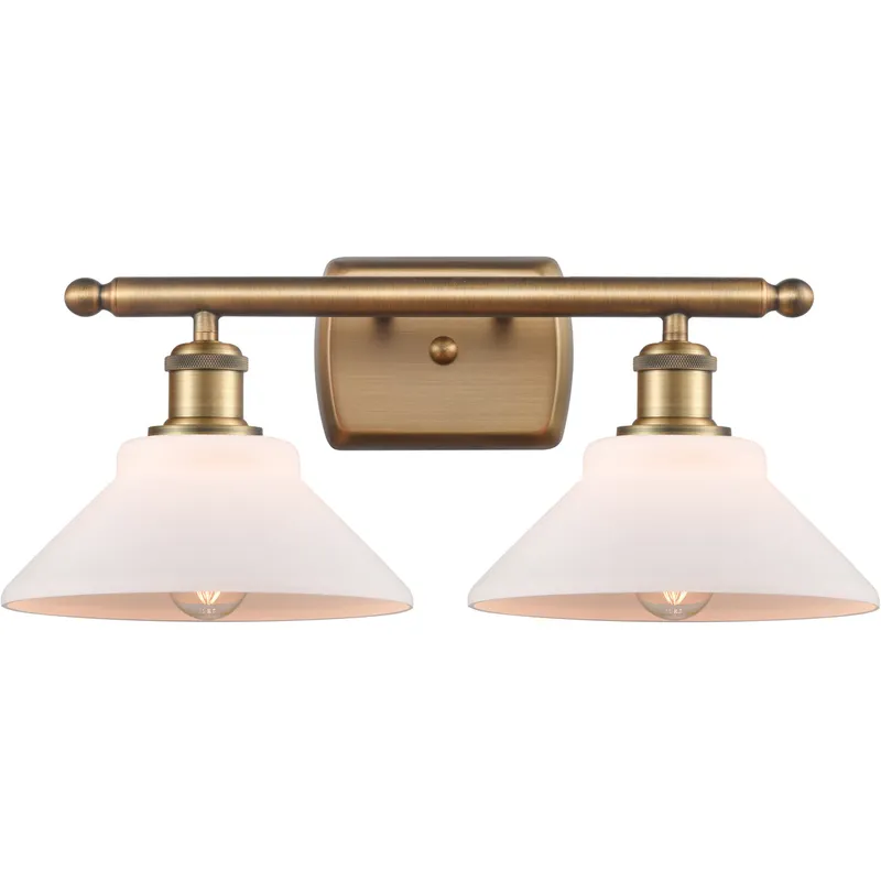 Ballston Orwell 2 Light 18 inch Brushed Brass Bath Vanity Light Wall Light in Matte White Glass, Ballston