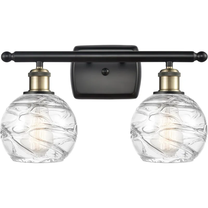 Ballston Small Deco Swirl 2 Light 16 inch Black Antique Brass Bath Vanity Light Wall Light, Ballston