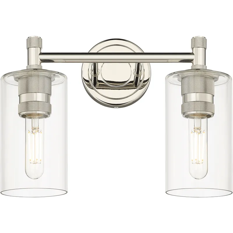 Downtown Urban Crown Point 2 Light 13.88 inch Polished Nickel Bath Vanity Light Wall Light in Clear