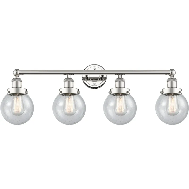 Beacon 4 Light 33.5 inch Polished Nickel Bath Vanity Light Wall Light in Seedy