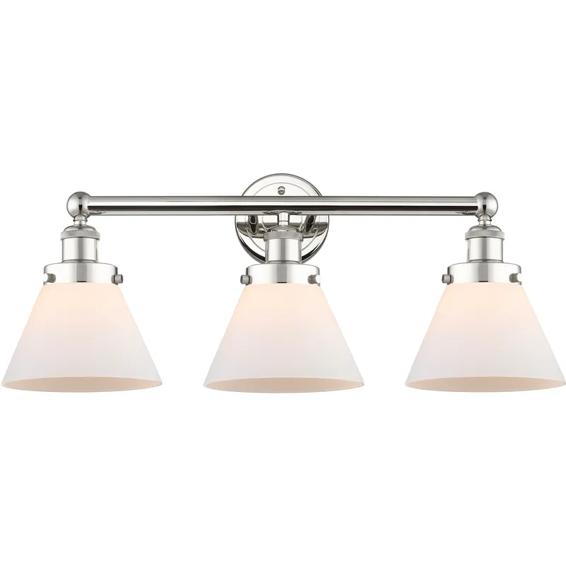 Cone 3 Light 25.75 inch Polished Nickel Bath Vanity Light Wall Light in Matte White