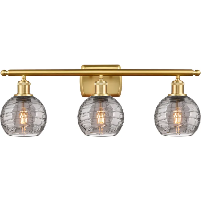 Ballston Athens Deco Swirl 3 Light 25.88 inch Satin Gold Bath Vanity Light Wall Light