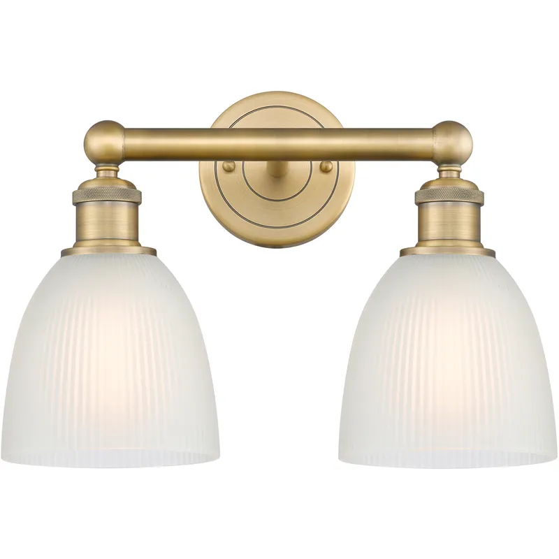 Castile 2 Light 15 inch Brushed Brass Bath Vanity Light Wall Light in White
