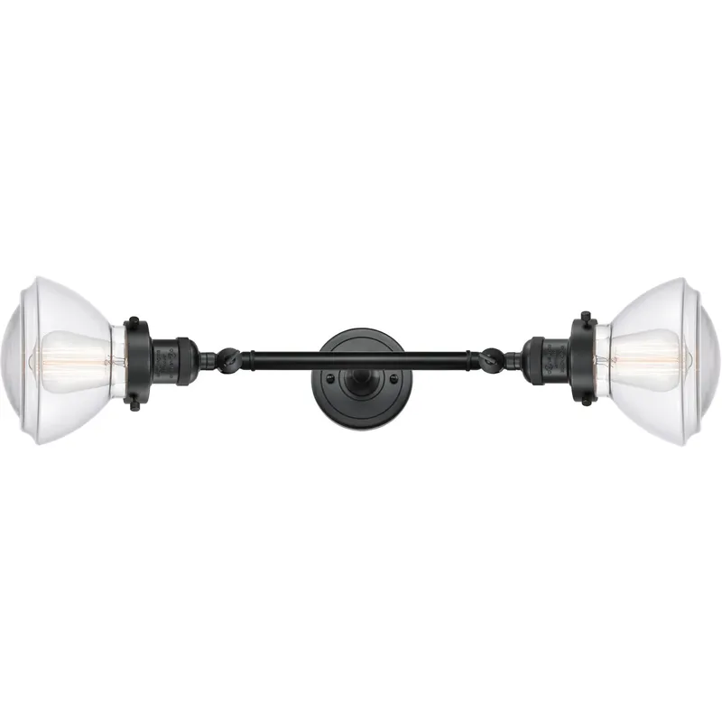 Franklin Restoration Olean 2 Light 7 inch Matte Black Bath Vanity Light Wall Light in Clear Glass, Franklin Restoration