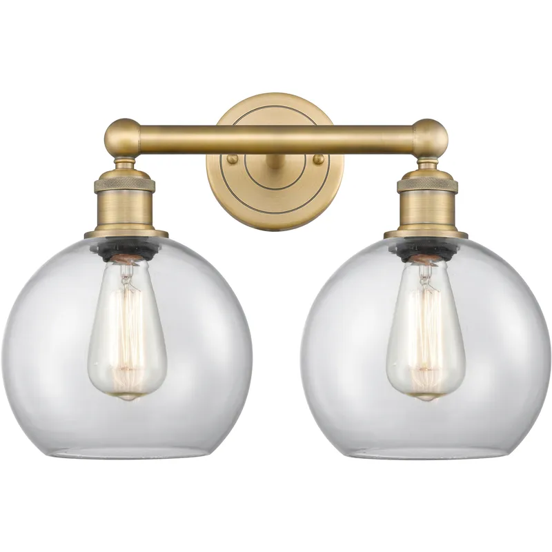 Athens 2 Light 17 inch Brushed Brass Bath Vanity Light Wall Light in Clear