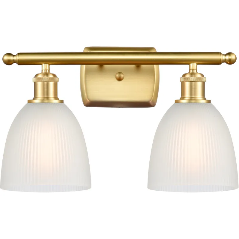 Ballston Castile 2 Light 16 inch Satin Gold Bath Vanity Light Wall Light in White Glass, Ballston