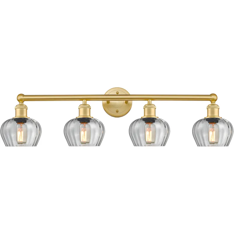 Fenton 4 Light 33.5 inch Satin Gold Bath Vanity Light Wall Light in Clear