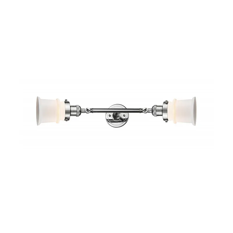 Franklin Restoration Small Canton 2 Light 6 inch Polished Chrome Bath Vanity Light Wall Light in Matte White Glass, Franklin Restoration