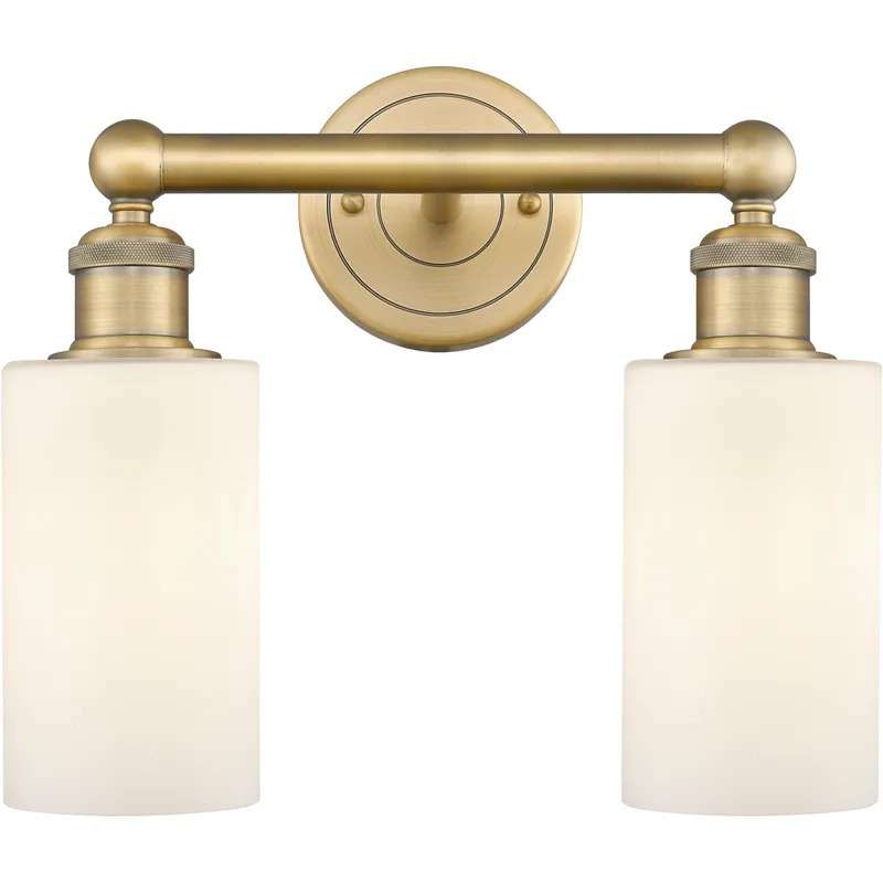 Clymer 2 Light 12.88 inch Brushed Brass Bath Vanity Light Wall Light in Matte White