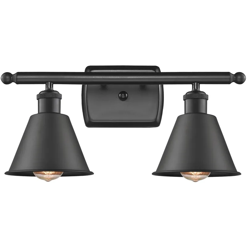 Ballston Smithfield 2 Light 16 inch Matte Black Bath Vanity Light Wall Light, Ballston