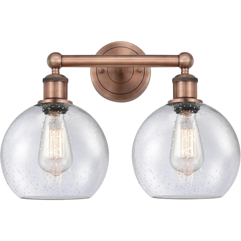Athens 2 Light 17 inch Antique Copper Bath Vanity Light Wall Light in Seedy