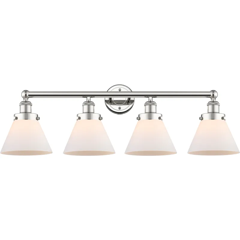 Cone 4 Light 34.75 inch Polished Nickel Bath Vanity Light Wall Light in Matte White