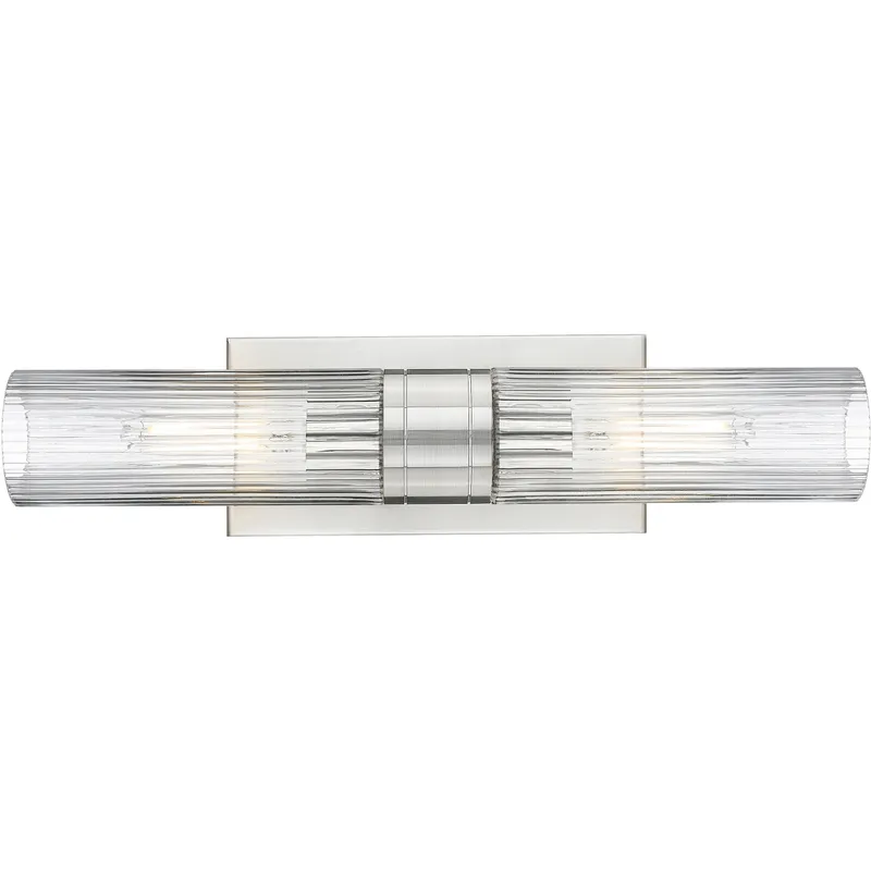 Ballston Urban 2 Light 18 inch Satin Nickel Bath Vanity Light Wall Light in Striped Clear Glass