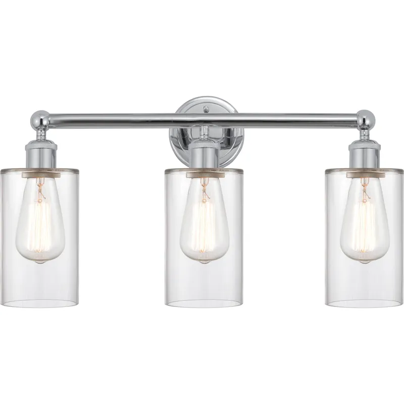 Edison Clymer 3 Light 22 inch Polished Chrome Bath Vanity Light Wall Light in Clear Glass