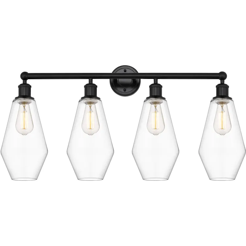 Cindyrella 4 Light 34 inch Matte Black Bath Vanity Light Wall Light in Clear Glass