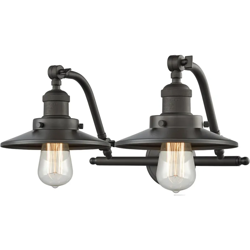 Franklin Restoration Railroad 2 Light 18 inch Oil Rubbed Bronze Bath Vanity Light Wall Light, Franklin Restoration