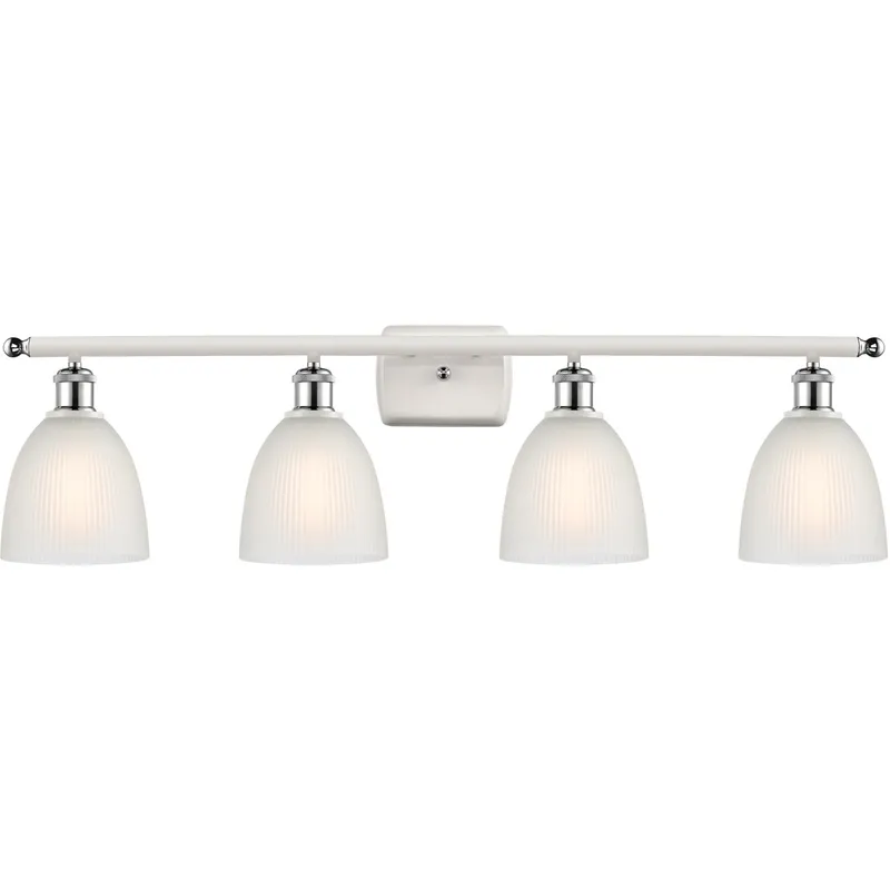 Ballston Castile LED 36 inch White and Polished Chrome Bath Vanity Light Wall Light in White Glass, Ballston