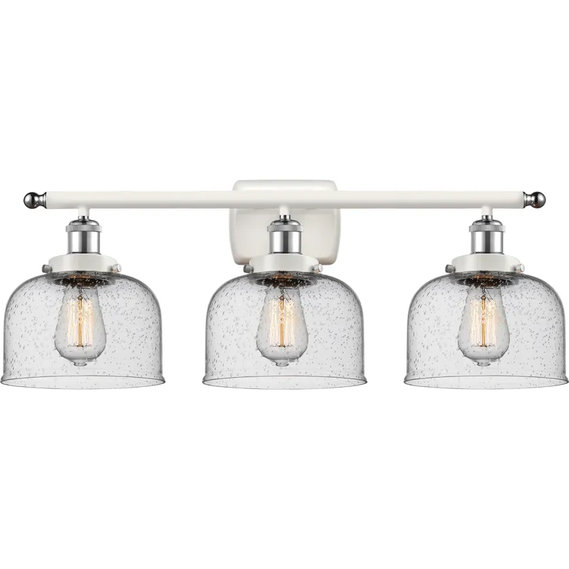 Ballston Large Bell LED 26 inch White and Polished Chrome Bath Vanity Light Wall Light in Seedy Glass