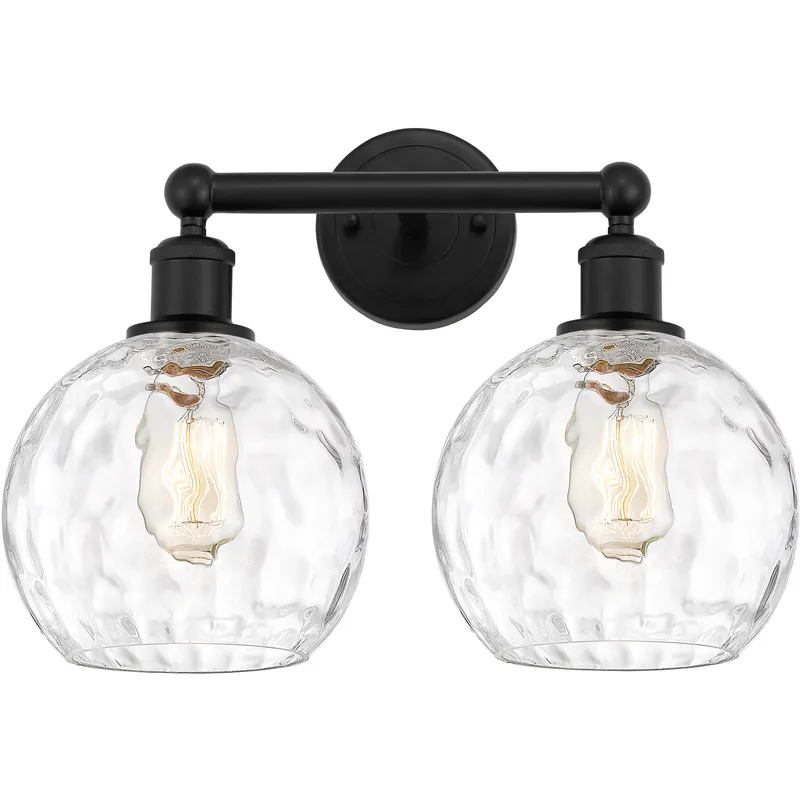 Athens Water Glass 2 Light 17 inch Matte Black Bath Vanity Light Wall Light in Clear Glass