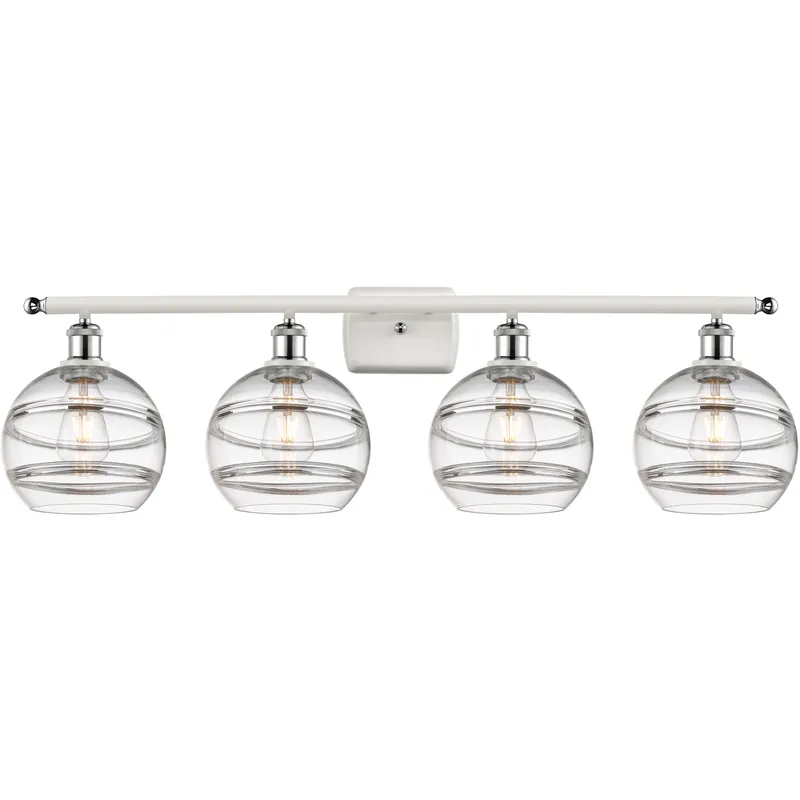 Ballston Rochester 4 Light 38 inch White Polished Chrome Bath Vanity Light Wall Light