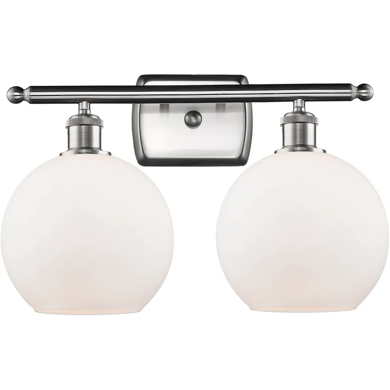 Ballston Athens 2 Light 16 inch Brushed Satin Nickel Bath Vanity Light Wall Light in Matte White Glass, Ballston