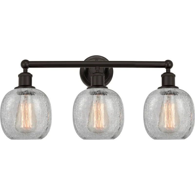 Edison Belfast 3 Light 24 inch Oil Rubbed Bronze Bath Vanity Light Wall Light in Clear Crackle Glass