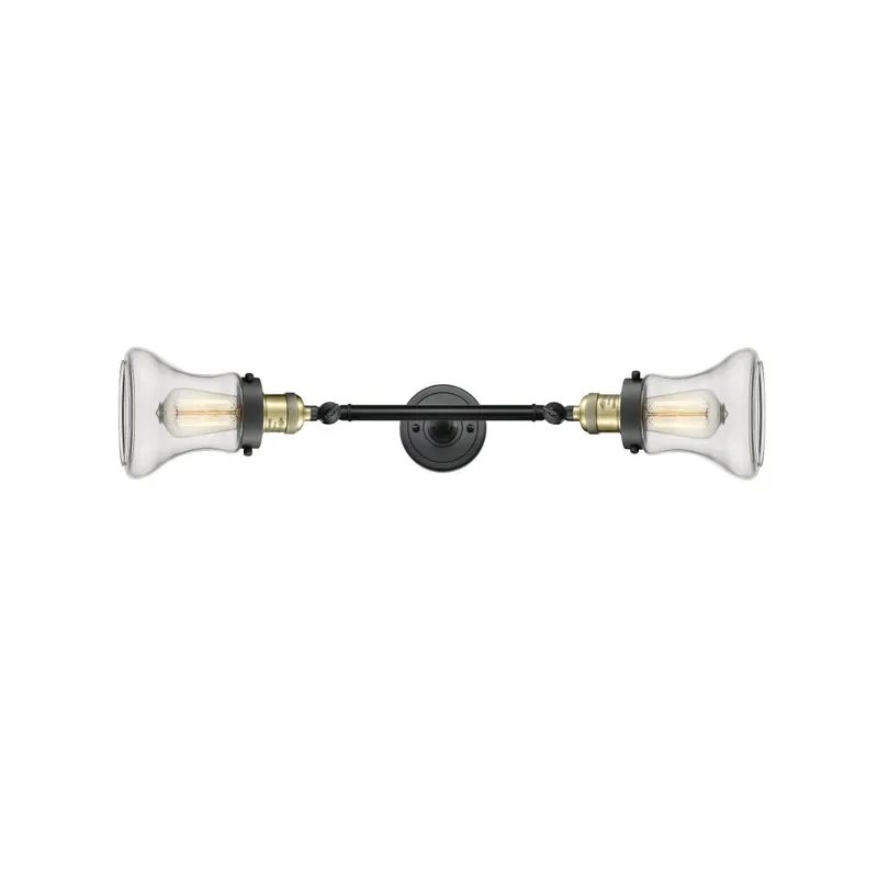 Franklin Restoration Bellmont LED 6 inch Black Antique Brass Bath Vanity Light Wall Light in Clear Glass, Franklin Restoration