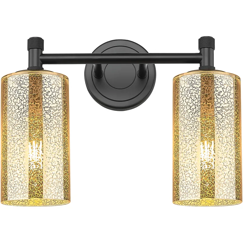 Downtown Urban Crown Point 2 Light 13.88 inch Matte Black Bath Vanity Light Wall Light in Mercury
