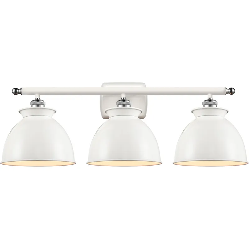 Ballston Adirondack 3 Light 28 inch White and Polished Chrome Bath Vanity Light Wall Light in Incandescent, Glossy White, Ballston