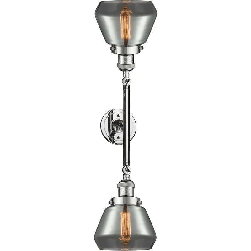 Franklin Restoration Fulton 2 Light 16.5 inch Polished Chrome Bath Vanity Light Wall Light in Light Smoke Glass, Franklin Restoration