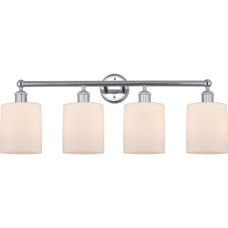 Edison Cobbleskill 4 Light 32 inch Polished Chrome Bath Vanity Light Wall Light in Matte White Glass