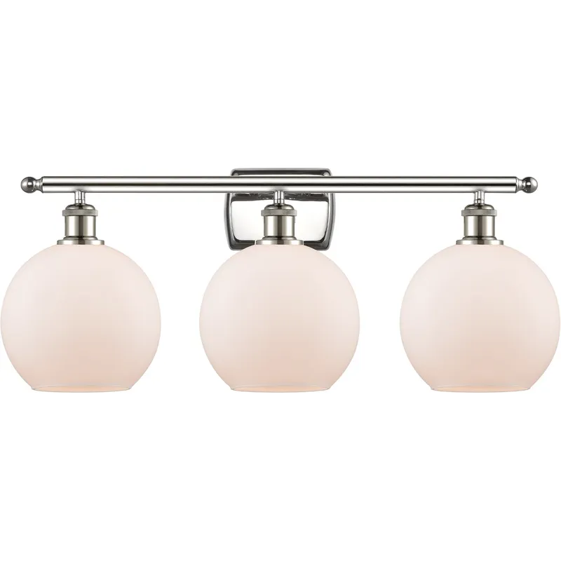 Ballston Athens 3 Light 26 inch Polished Nickel Bath Vanity Light Wall Light in Matte White Glass, Ballston