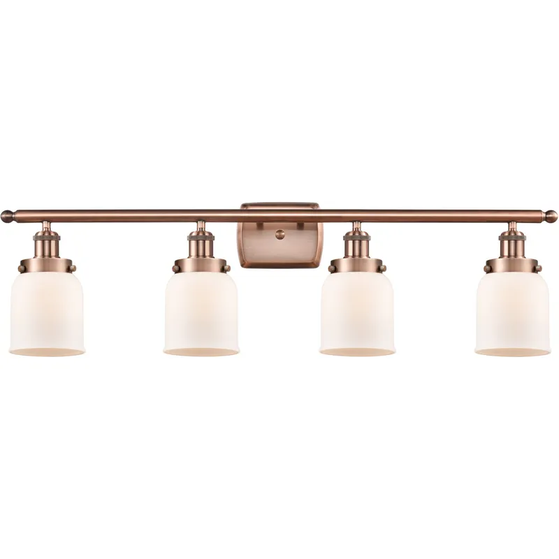 Ballston Small Bell LED 36 inch Antique Copper Bath Vanity Light Wall Light in Matte White Glass