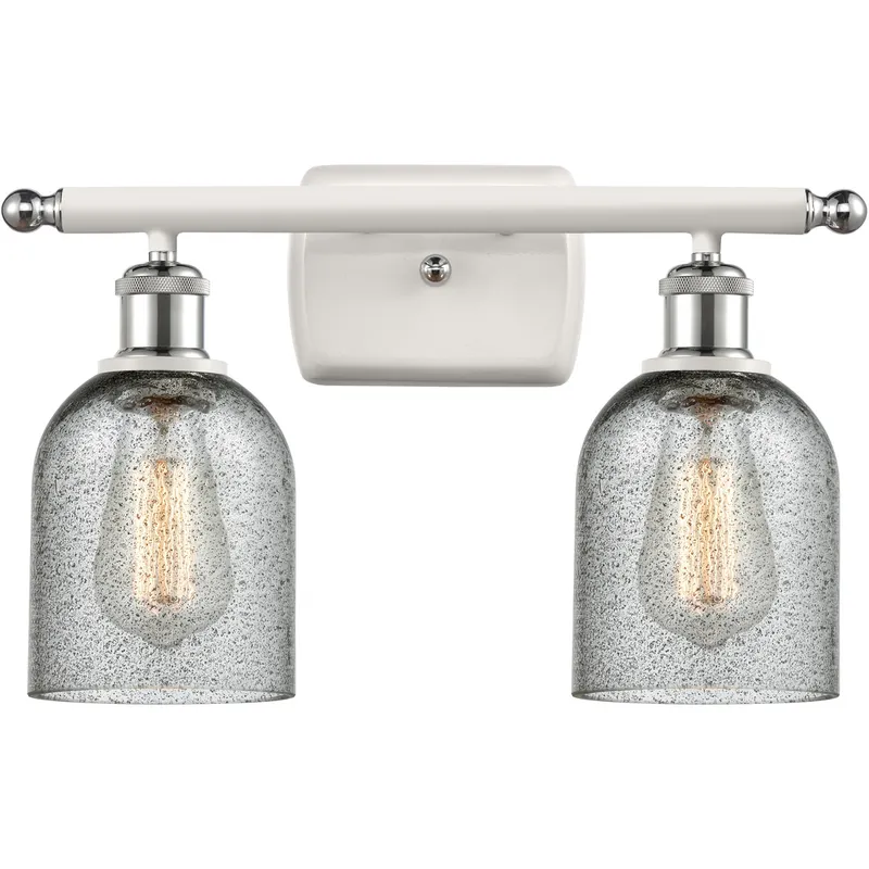 Ballston Caledonia LED 16 inch White and Polished Chrome Bath Vanity Light Wall Light in Charcoal Glass, Ballston