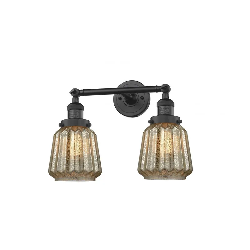 Franklin Restoration Chatham LED 16 inch Matte Black Bath Vanity Light Wall Light in Mercury Glass, Franklin Restoration