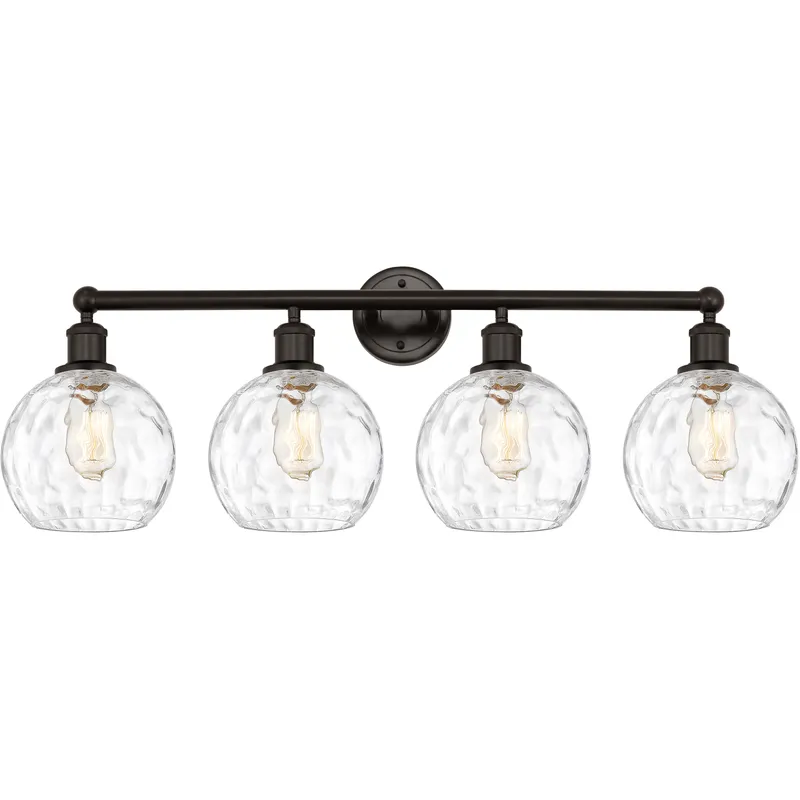 Athens Water Glass 4 Light 35 inch Oil Rubbed Bronze Bath Vanity Light Wall Light in Clear Glass